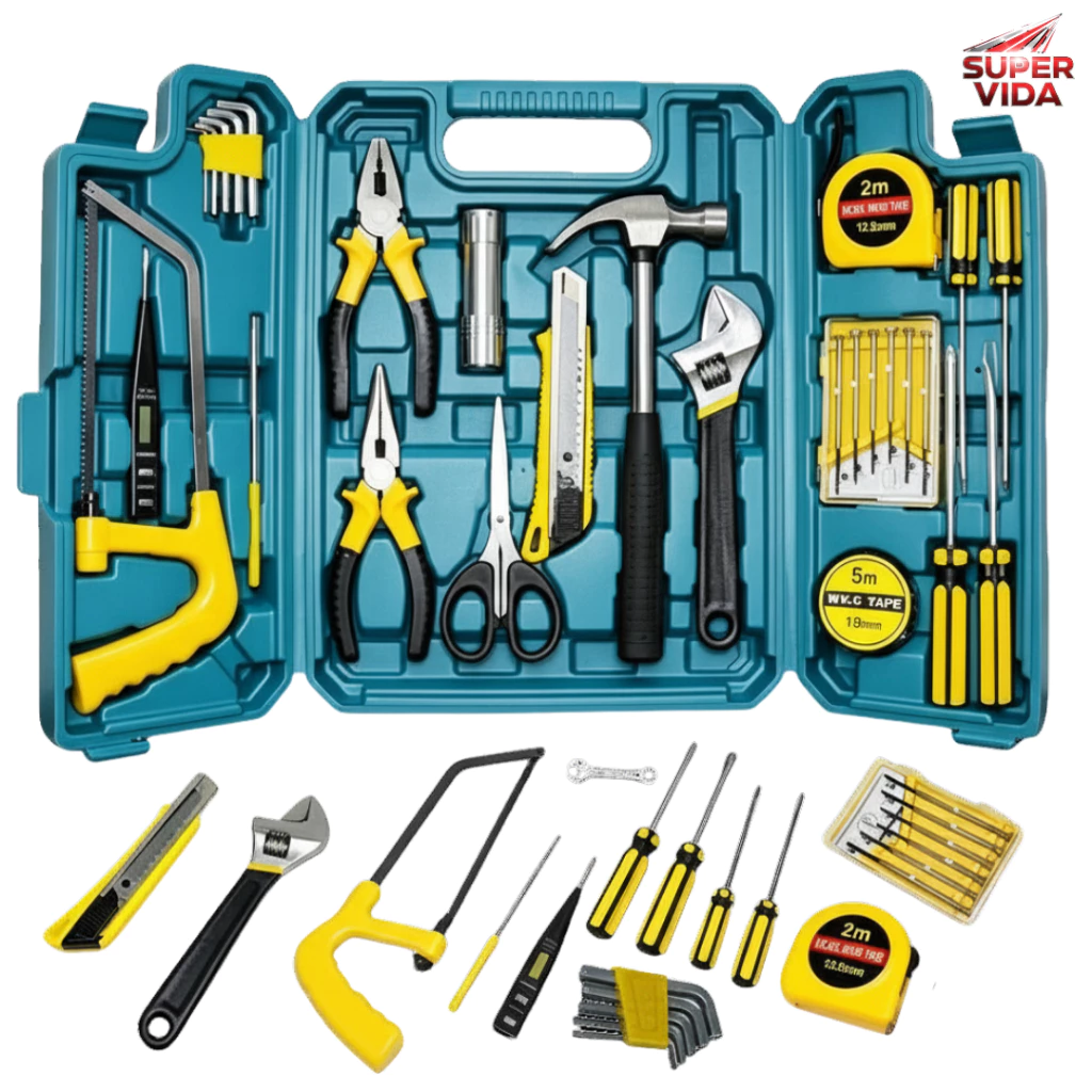 Kit Jogo De Ferramentas 27 Peças Com Maleta Chaves Allen Alicate Martelo Completos — imagem 1
