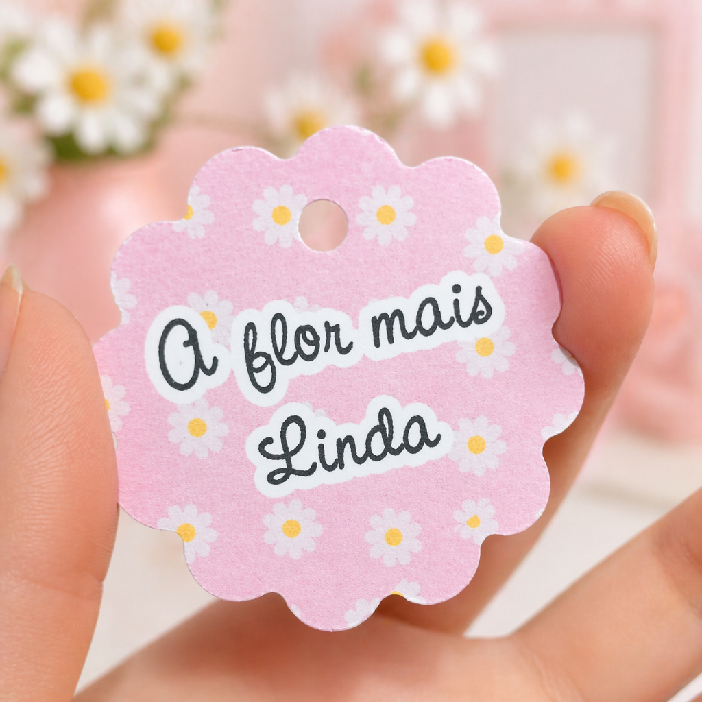 Tag Personalizada Margaridas para Lembrancinha  Chá Revelação/Chá de Bebê/Aniversario
