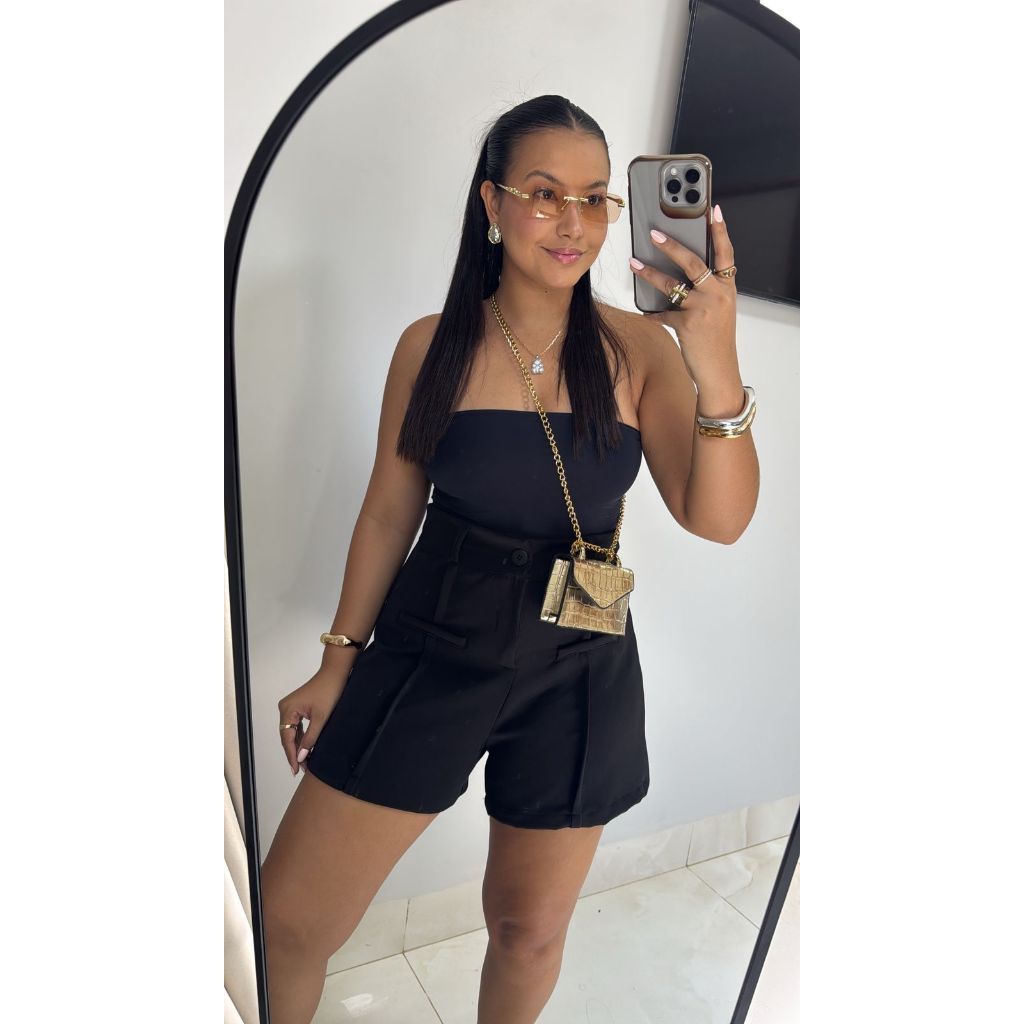 Short Alfaiataria cintura Alta Feminino Elegante Versátil & Confortável