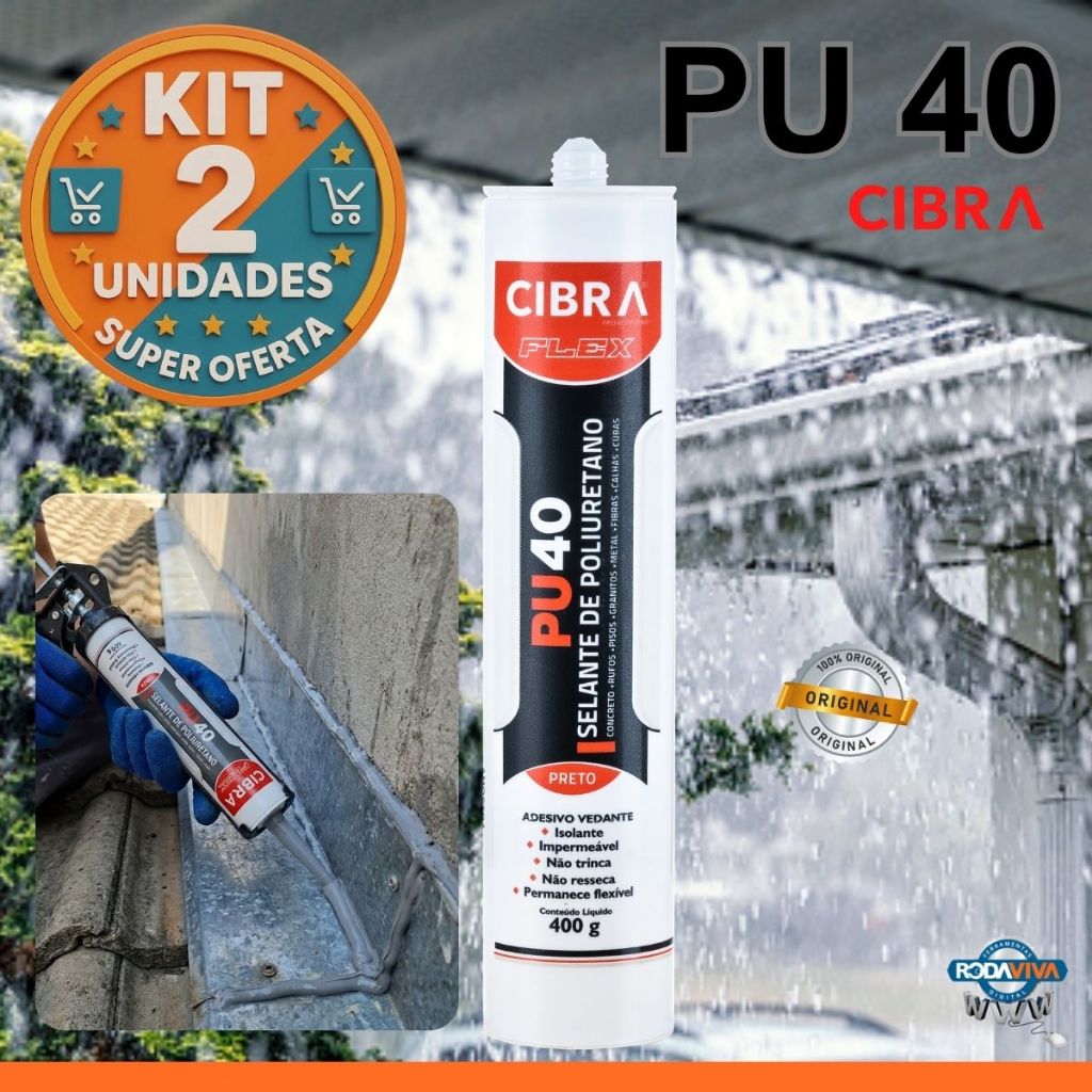 Pu Construção Cola Selante De Poliuretano Cibra Flex 400g nas cores Cinza/Branco/Preto cx c/2 Unid.