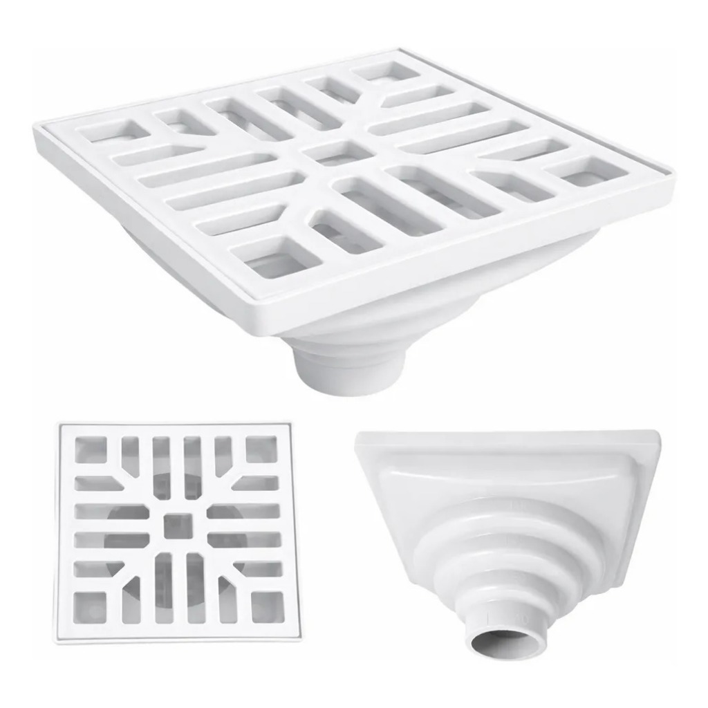 Ralo 15x15 Grelha Plástica Multi Saídas com Tela Plástica Branca