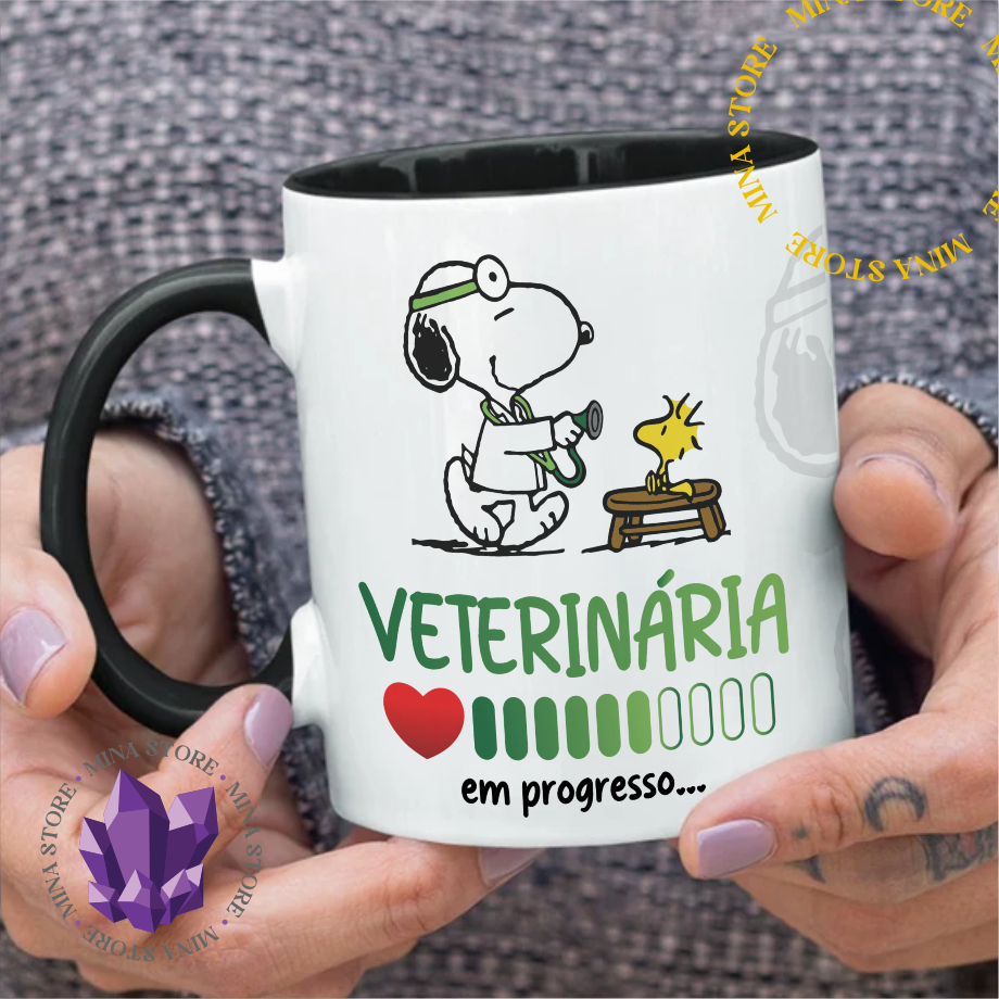Caneca Veterinária Linha Snoopy Profissões MedVet Estudante