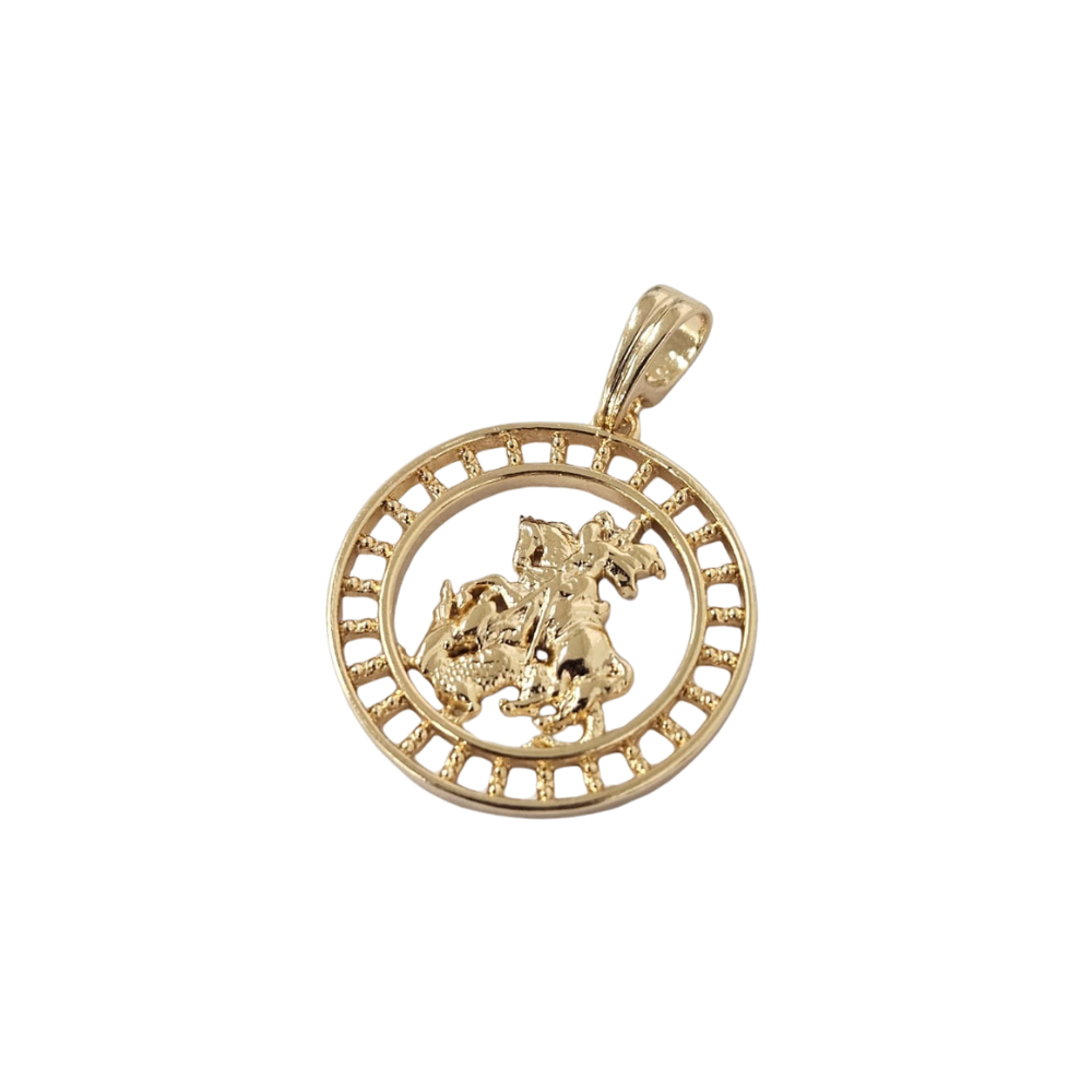 Pingente medalha São Jorge Joia Unissex Folheado a ouro 18k 3,3 cm médio símbolo de fé proteção resistência coragem luta