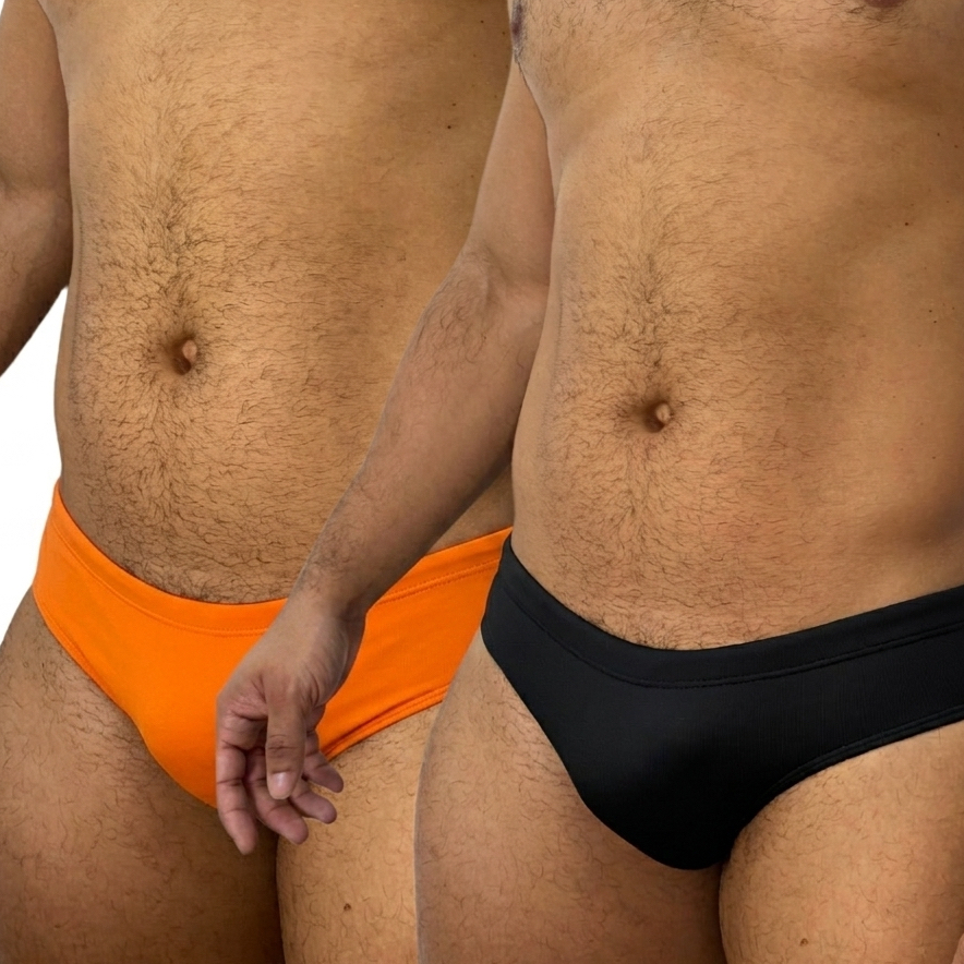 KIT 2 Sungas Slim Cavada Laranja e Preta Com Forro