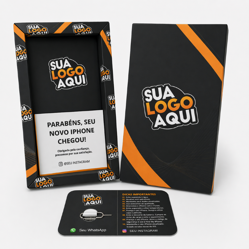 Caixas Personalizadas Para Iphones - Telefone Celular / 100 Caixas + 100 Chaves de chip