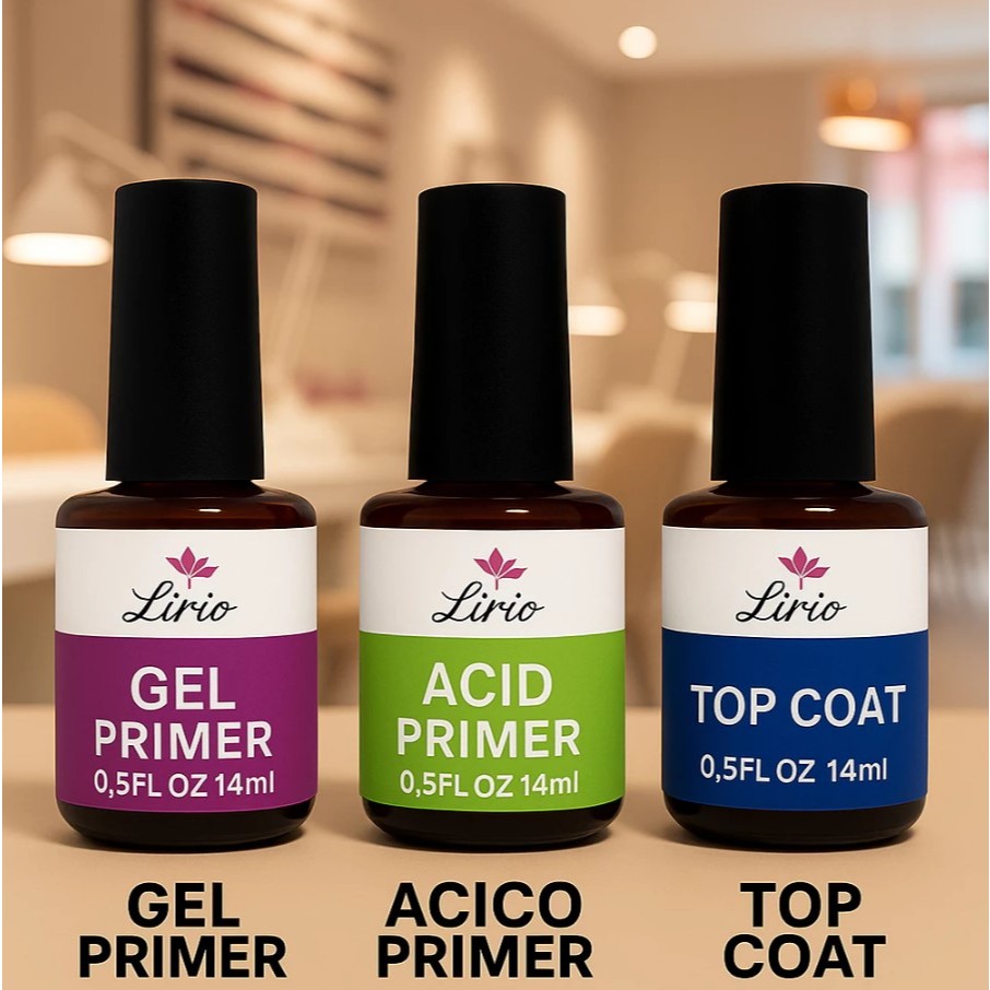 Manicure Blindagem de Unha Com Preparadores Top Coat Primer gel e Primer Acido Lirió Prep Xd 120ML Led Uv Oferta