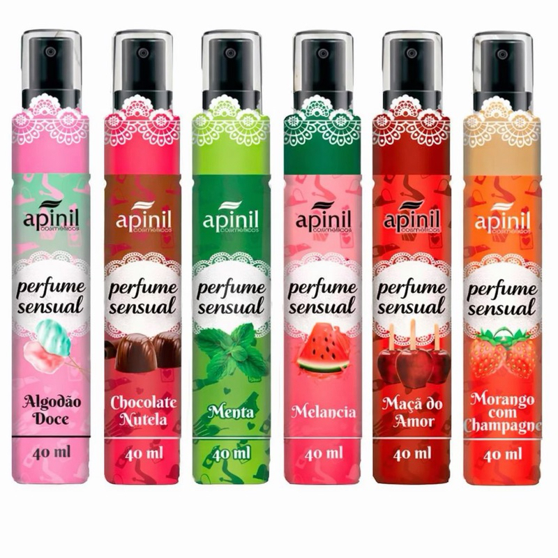 Kit 6 Perfume Sensual Apinil 40ml Fragancias Sortidas Auto cuidado Feminino