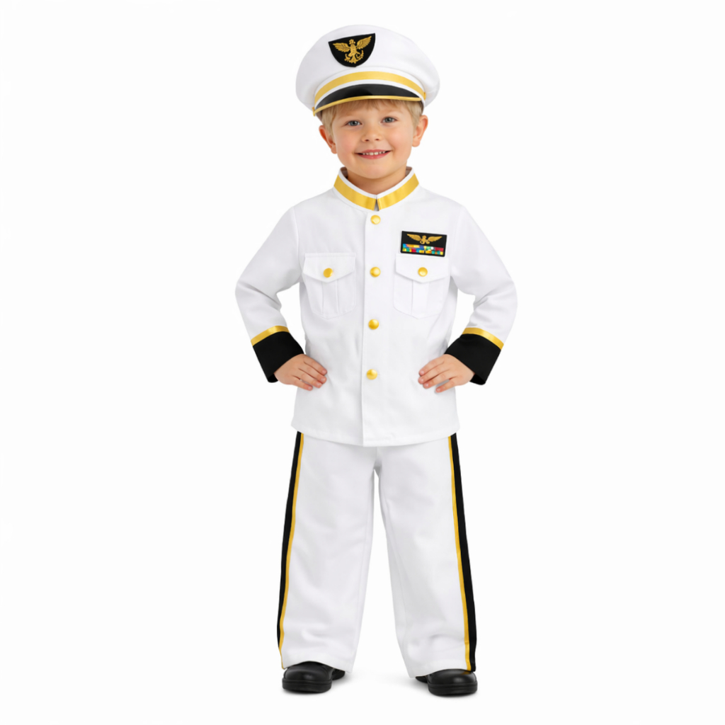 Kit Fantasia de Marinheiro Infantil Unissex Completa Navio Capitão Festas Batizado Carnaval Cosplay Menino Menina