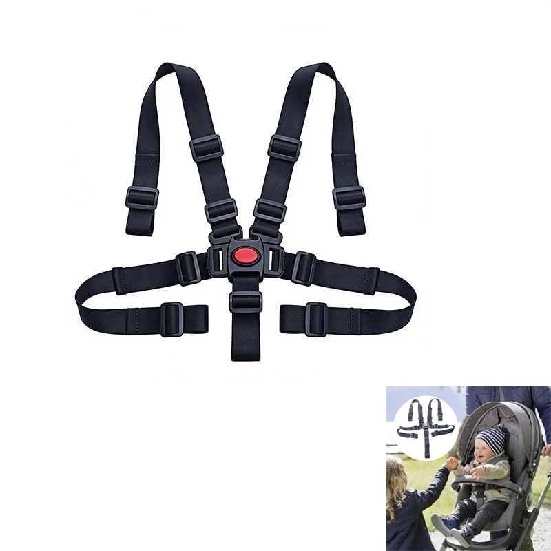 Kit 2 Cinto Segurança 5 Ponta Universal Bebê Cadeira Carro Preto
