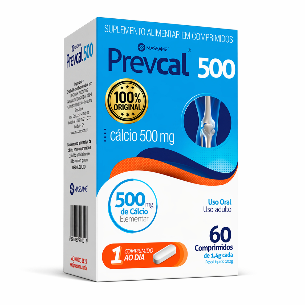 Prevcal 500mg - Suplemento de Cálcio Elementar para Saúde dos Ossos e Músculos