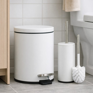 Lixeira com Pedal 3 e 5 Litros Escova Sanitária Branca com Suporte Banheiro