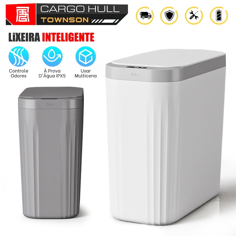 Lixeira Automática Inteligente com Sensor 13L Abre Fácil Toque Aproximação Para Banheiro Cozinha