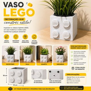 Vaso Lego Decorativo Para Plantas Suculentas Cachepô Criativo Organizador Mesa Escritório brinquedo lego