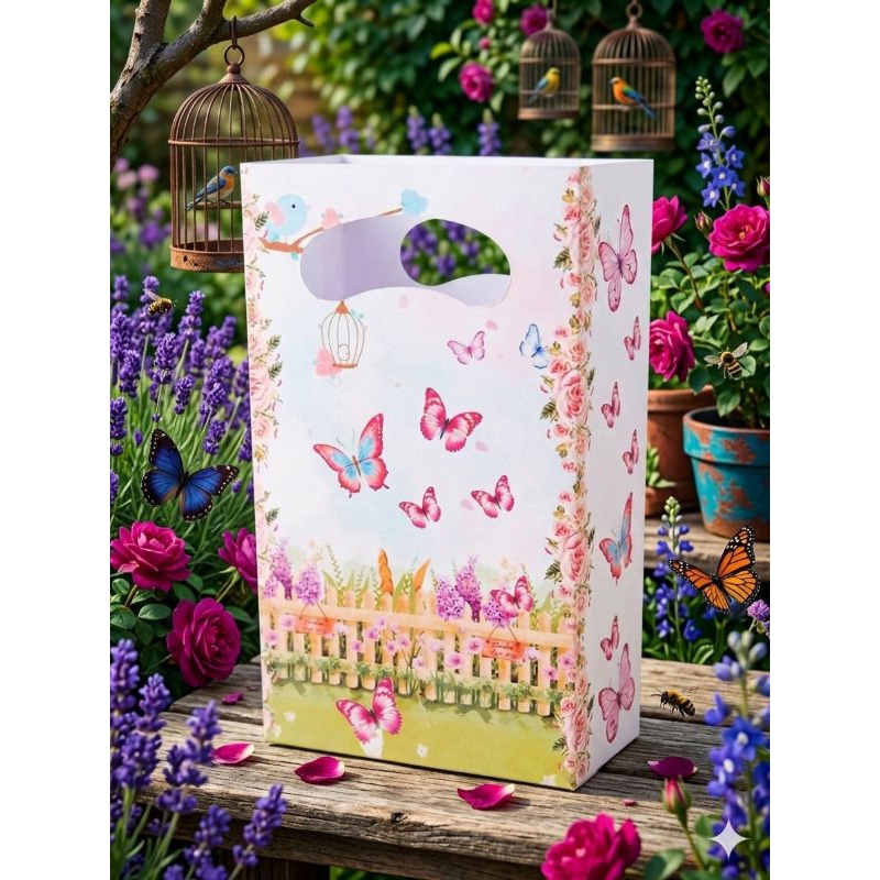 20 Sacolinhas Personalizadas tema Jardim Encantado para lembrancinhas festas temáticas Pegue e monte Personalizada