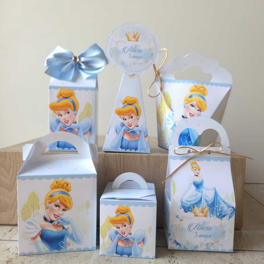 Kit Caixinhas Personalizadas Cinderela | Lembrancinhas para Festa PEGUE E MONTE