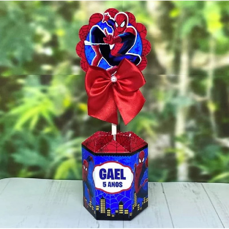 Pegue e Monte Caixa Sextavada do Homem Aranha Centro de Mesa Lembrancinha Festa Infantil