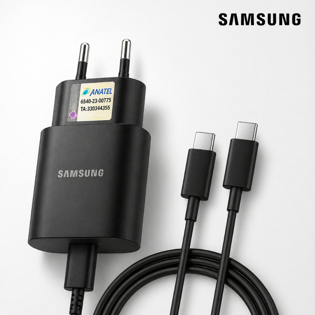 Carregador Samsung 25W Tipo C Super Rápido Kit Cabo e Carregador
