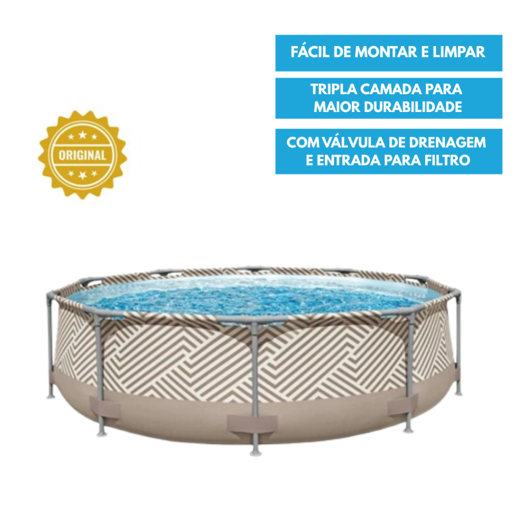 Piscina Circular Redonda 5200 Litros Bege Mor