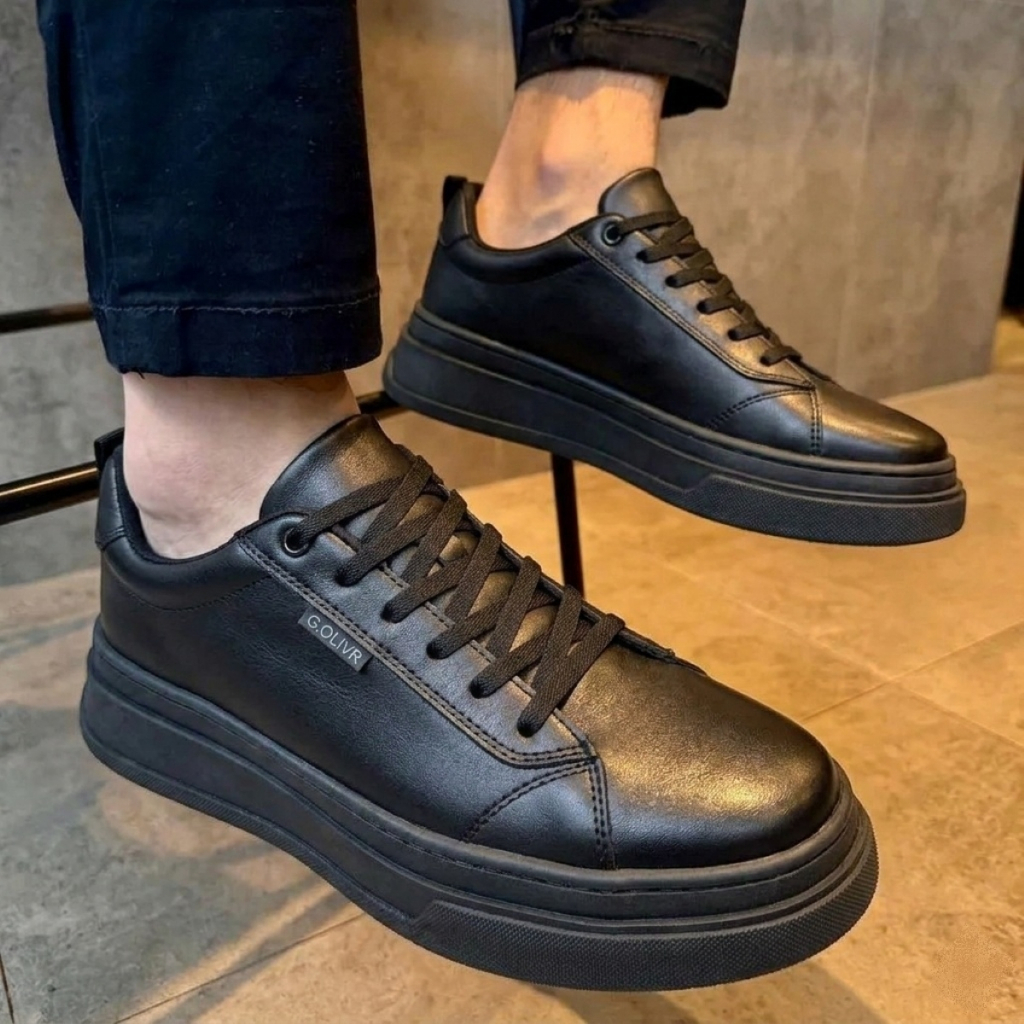 Sapato Calce Fácil Couro Legítimo Casual Cadarço Elástico Tenis Moderno Confortável Sola Costurada