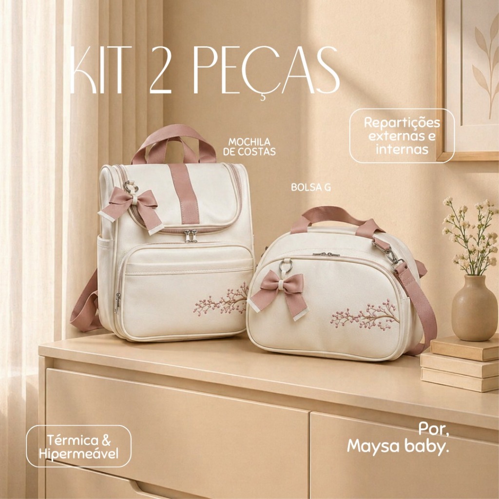 KIT DE BOLSAS MATERNIDADE 2 PEÇAS TERMICA E IMPERMEÁVEL — imagem 2 de 2