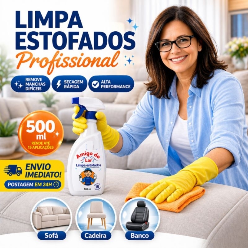 Limpa Estofado Spray Zip Perfumado Bancos Sofá Carpete 500ML Bancos