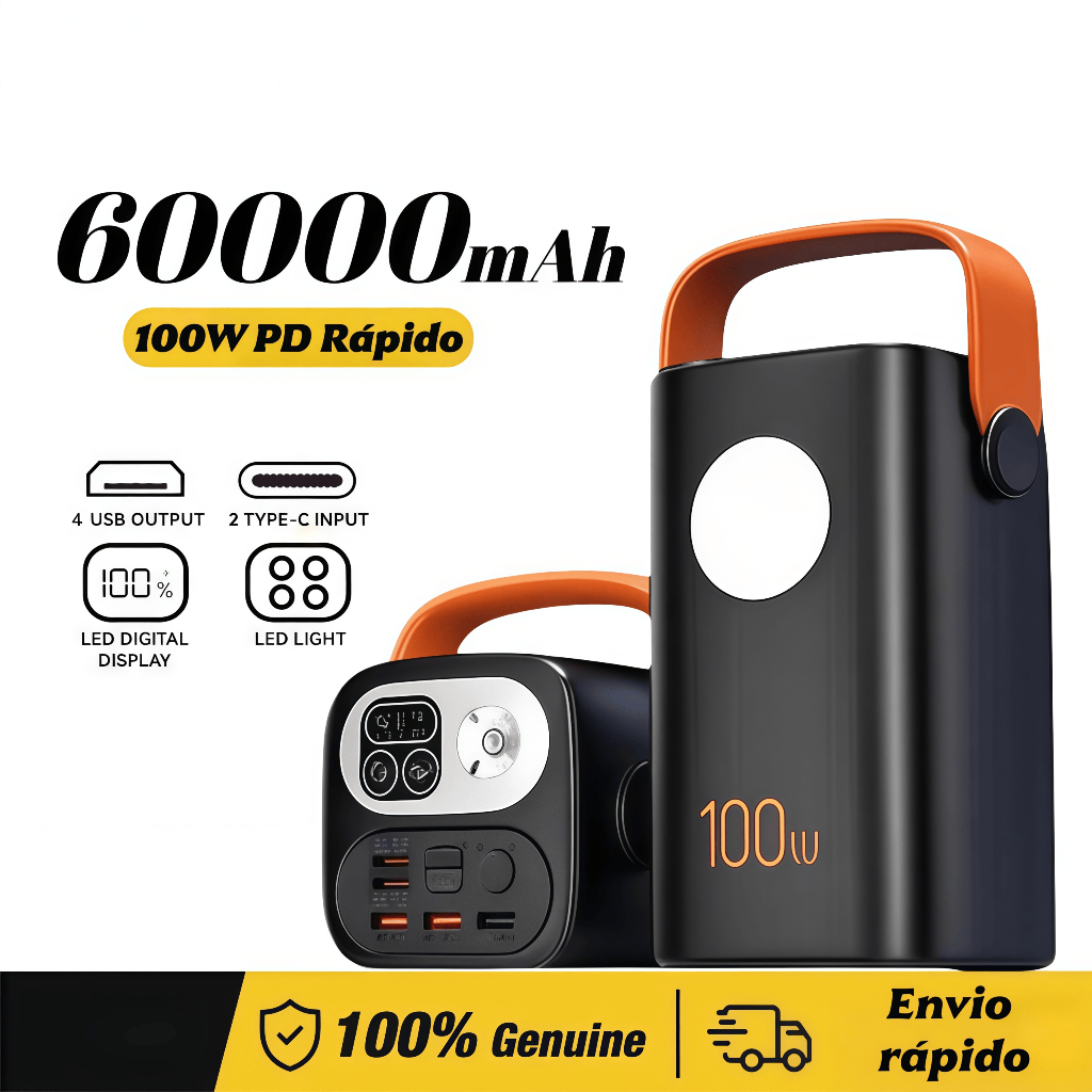 Power Bank 60000Mah carregador 100W de Potencia para Starlink Mini Carregador portátil Envio Rápido
