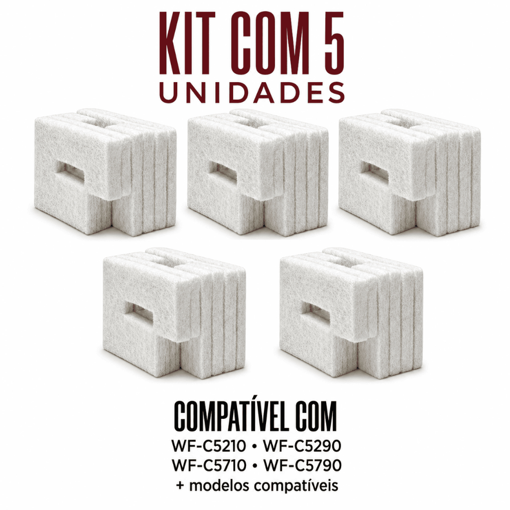 Kit 5 Feltro Almofada Epson T6716 T671600 Sem Chip WF-C5210 C5290 C5710 C5790 M5299 M5799