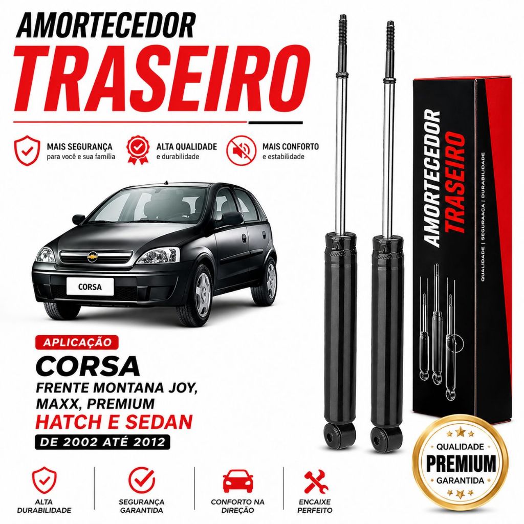 Par Amortecedores Corsa Frente Montana - Joy, Maxx, Premium - Hatch e Sedan 2002 ate 2012
