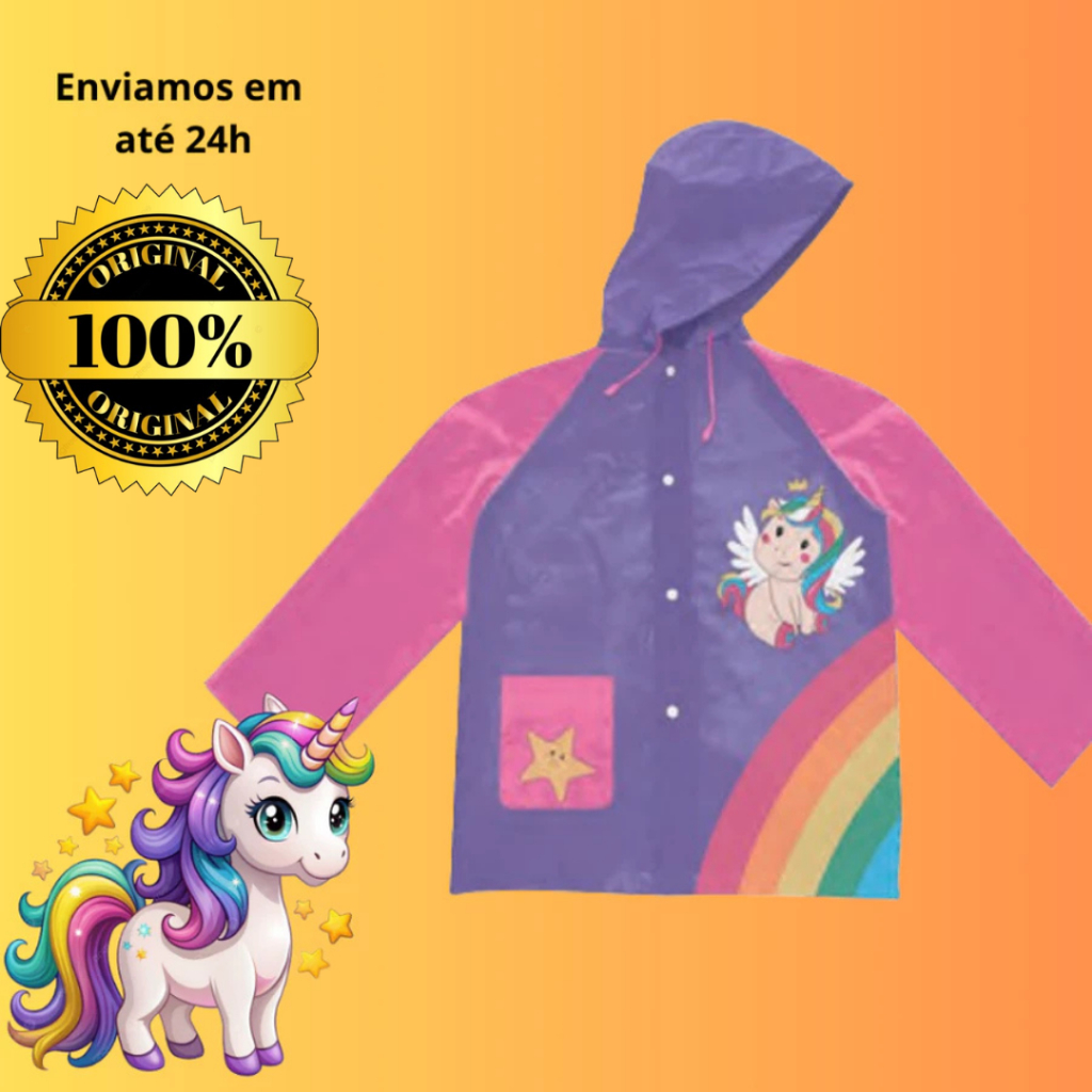 Capa De Chuva Infantil Unicórnio