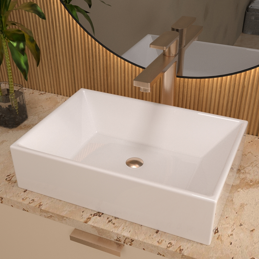 Cuba Pia De Apoio Sobrepor Para Banheiro Lavabo 27x39 Torino Mármore Sintético