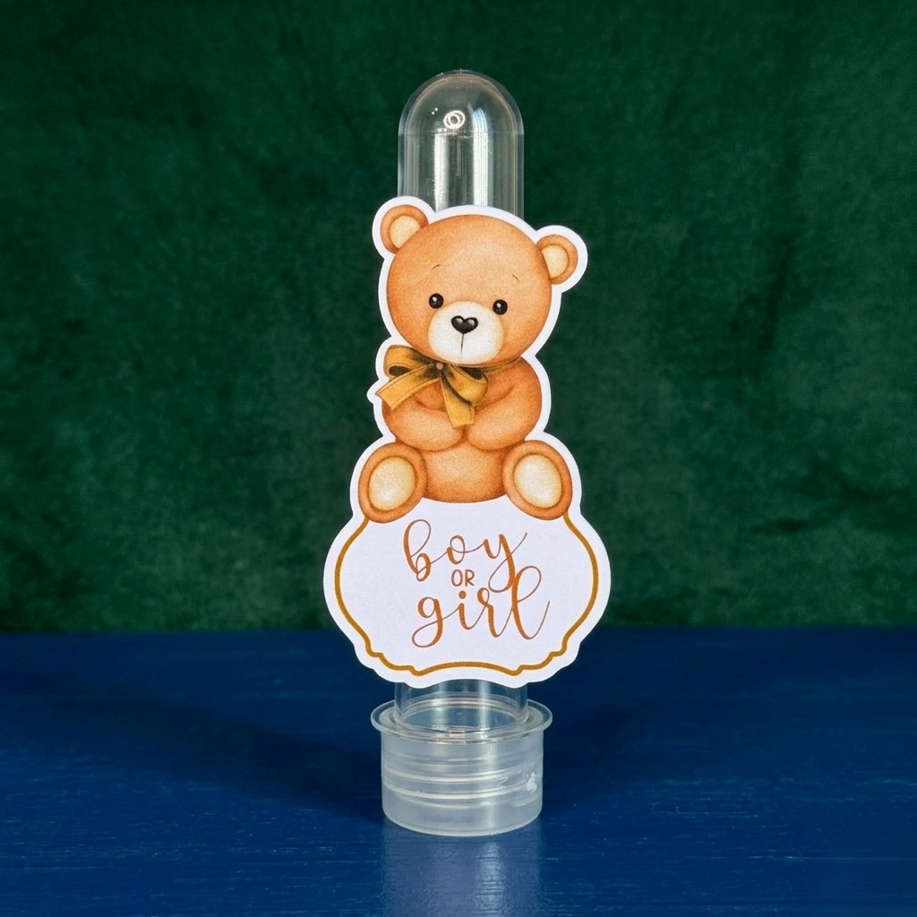 Apliques para Tubetes - Chá Revelação - Ursinho - Festa infantil - Lembrancinhas personalizadas