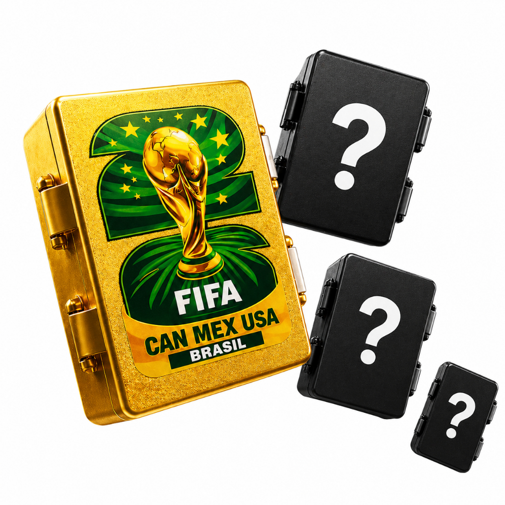 Caixa Com Divisória Porta +400 Figurinhas Organizadora Sortida Troféu Futebol Colecionador Copa Do Mundo 2026 Brasil