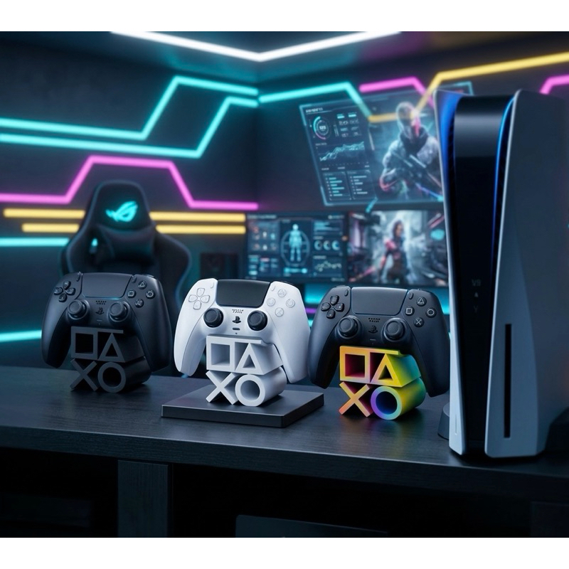 Suporte Controle Gamer PS5 Xbox PC RGB Mesa Organizador Joystick Decorativo