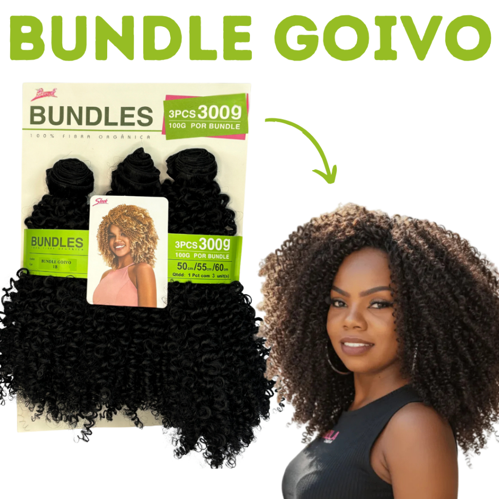 Cabelo Cacheado Sleek Bundles Pacotão 300g Goivo Orgânico na Tela
