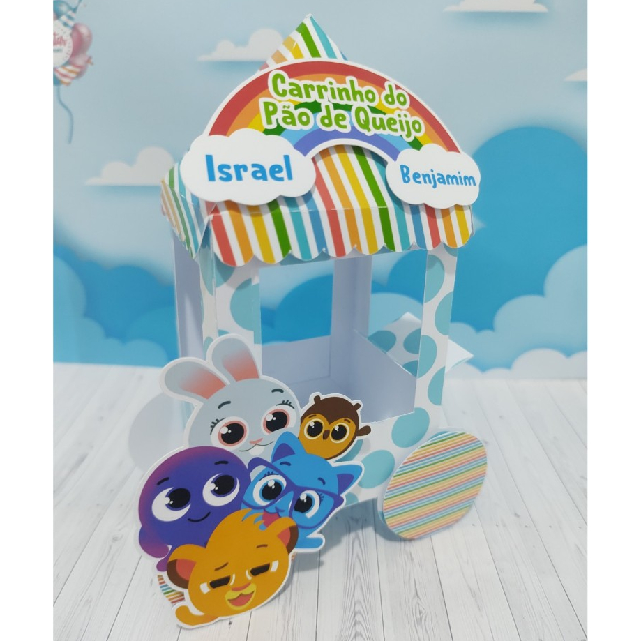 Carrinhos de Pipoca / Pão de queijo Aplique 3D Bolofofos Rosa | Lembrancinhas Festa Infantil | Papelaria Personalizada