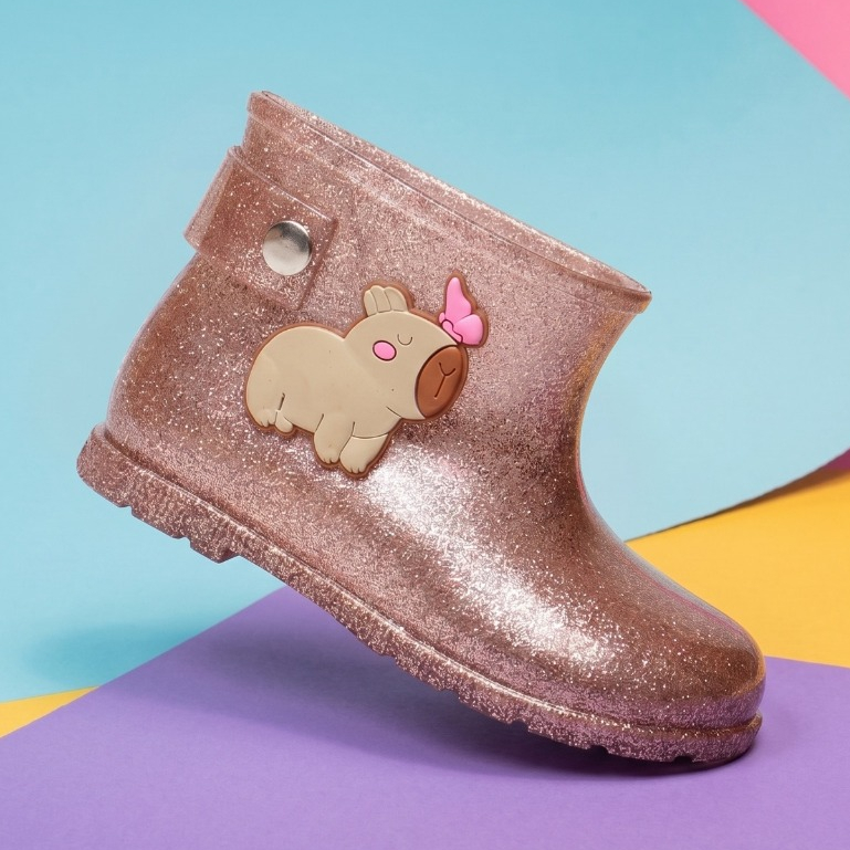 Galocha Infantil Menina Rosa Glitter | Estilo e Conforto com Personagem Divertido