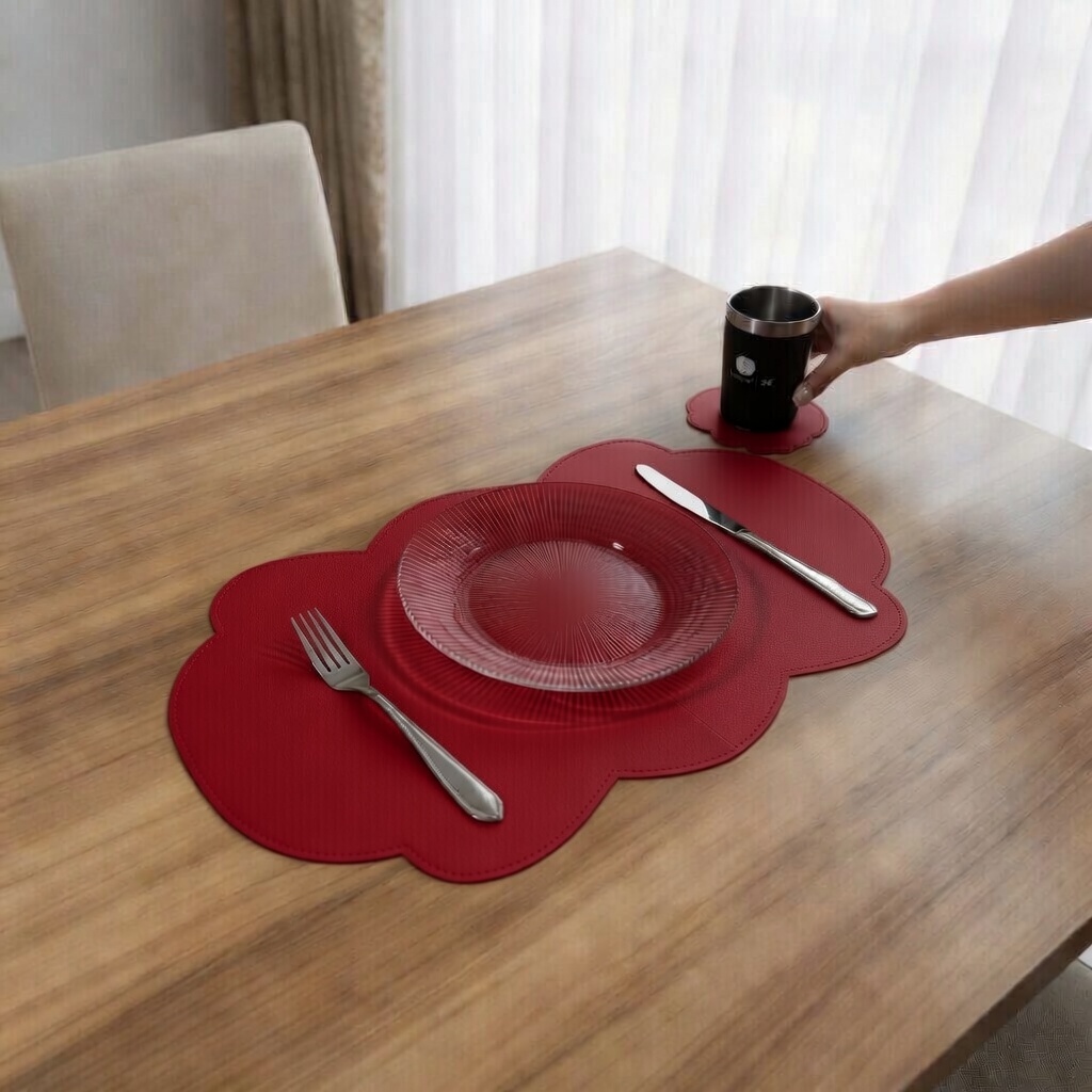 Kits Jogo americano para mesa couro Premium + porta copos 2 , 4, 6 ou 8 Sousplat