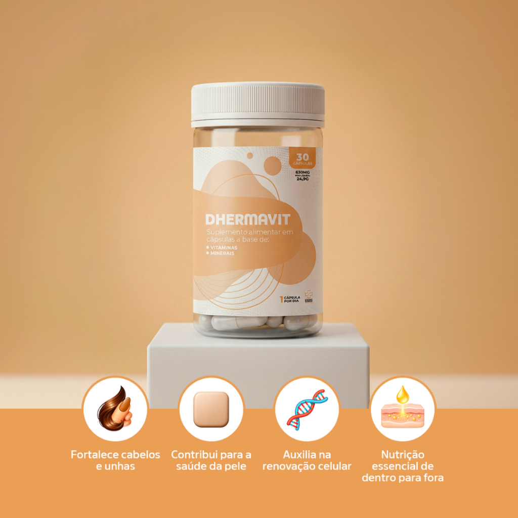 Suplemento Alimentar para Cabelos Unhas e Pele com Biotina 30Caps - Dhermavit Curatio