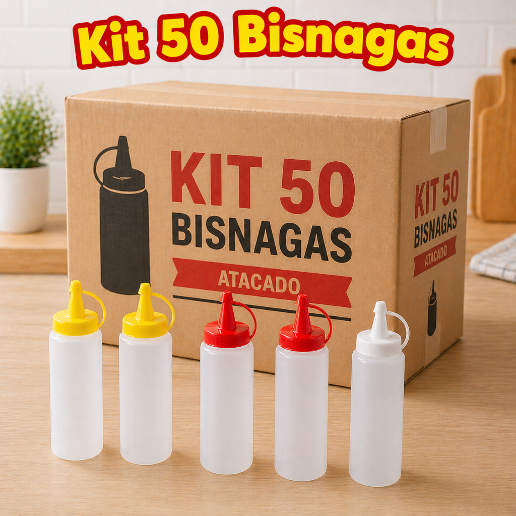 Kit 50 Bisnagas para Molho 200ml – Ideal para Atacado, Revenda ou Uso Comercial