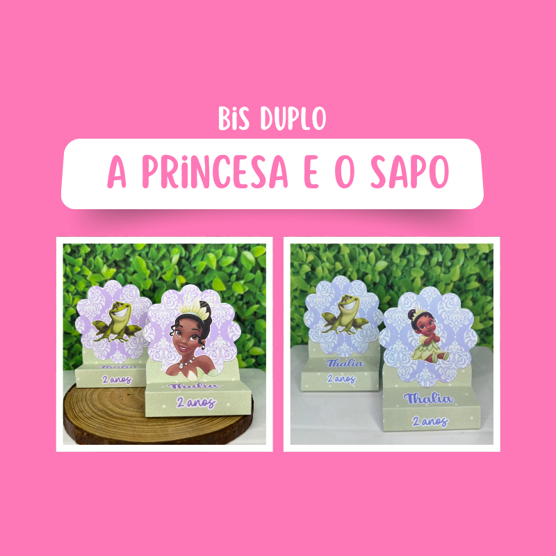 Porta Bis Duplo Personalizado A PRINCESA E O SAPO - PRINCESA TIANA BABY | Lembrancinha Decoração Presente COLADO