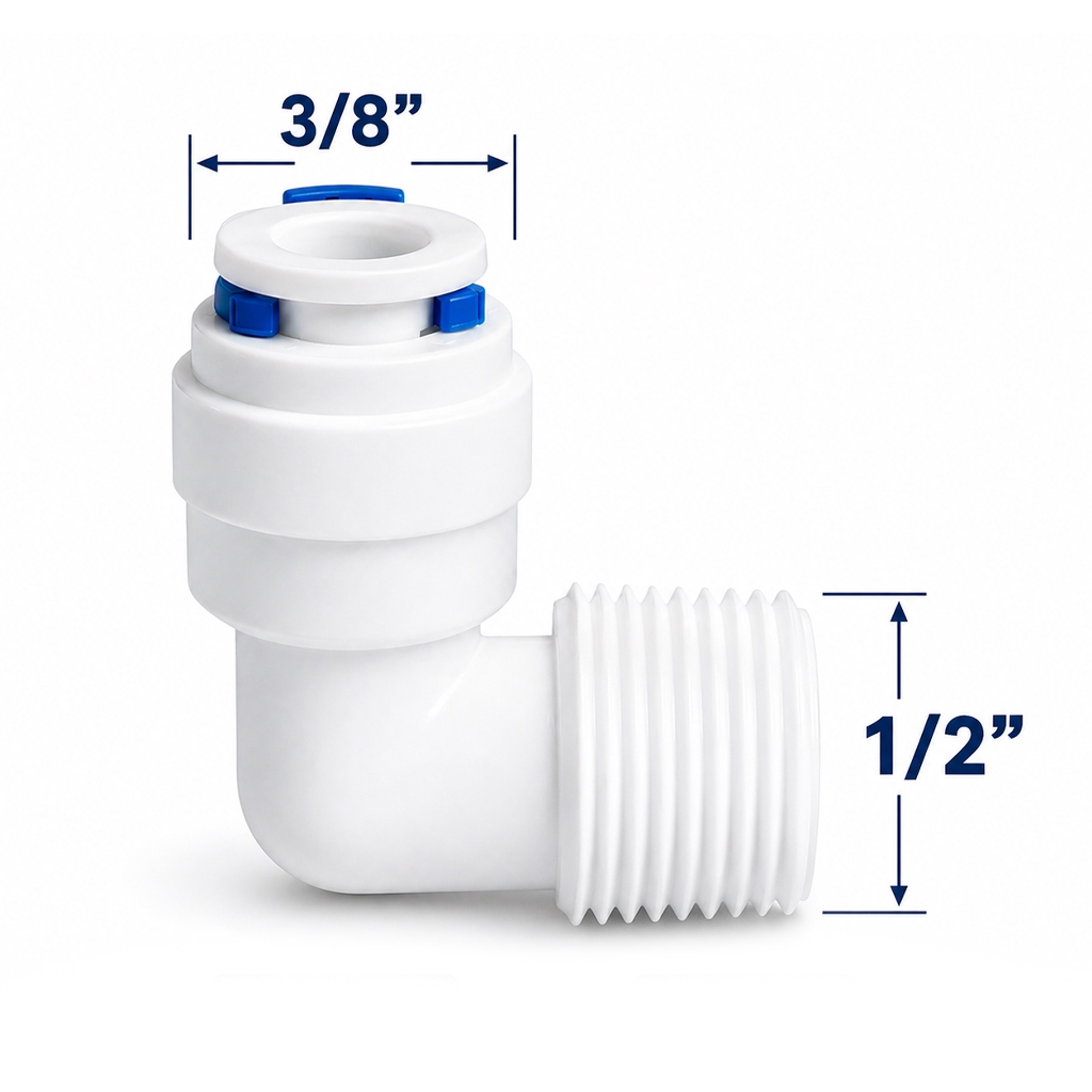 Conector Cotovelo Engate Rápido Mangueira 3/8 para Rosca 1/2 - Filtro Purificador Jardinagem