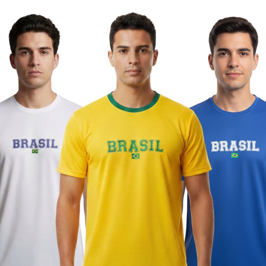 Kit 3 Camisetas Masculina do Brasil Confortavel Leve Casual