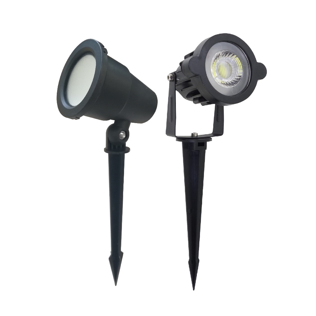 kit 4 ou 6 Luminaria Spot Espeto Jardim 7W Led Luz Branca Quente, Verde e Amarela IP65
