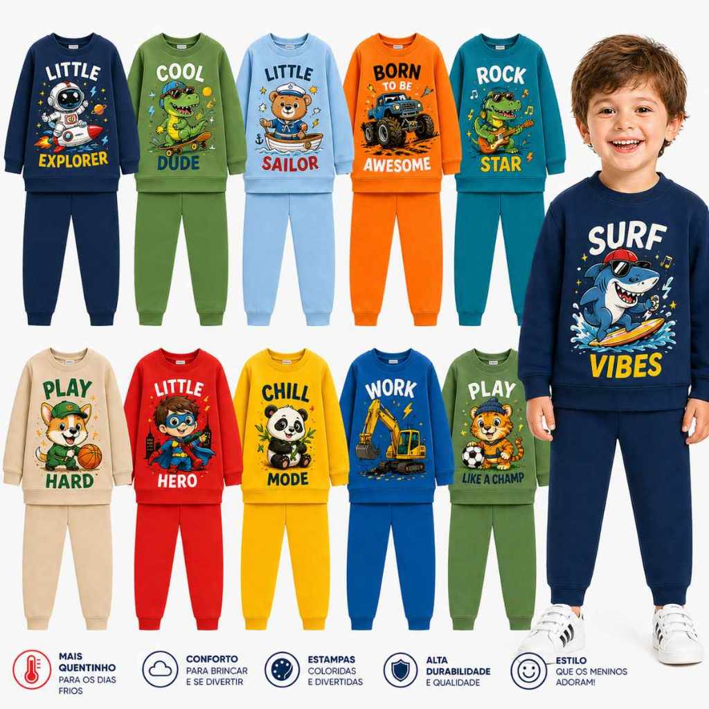 Kit Sortido 2 ou 4 Peças Moletom Roupa De Bebê Menino Infantil Inverno Conjunto Casaco Bebê Agasalho Flanelado de Bebê