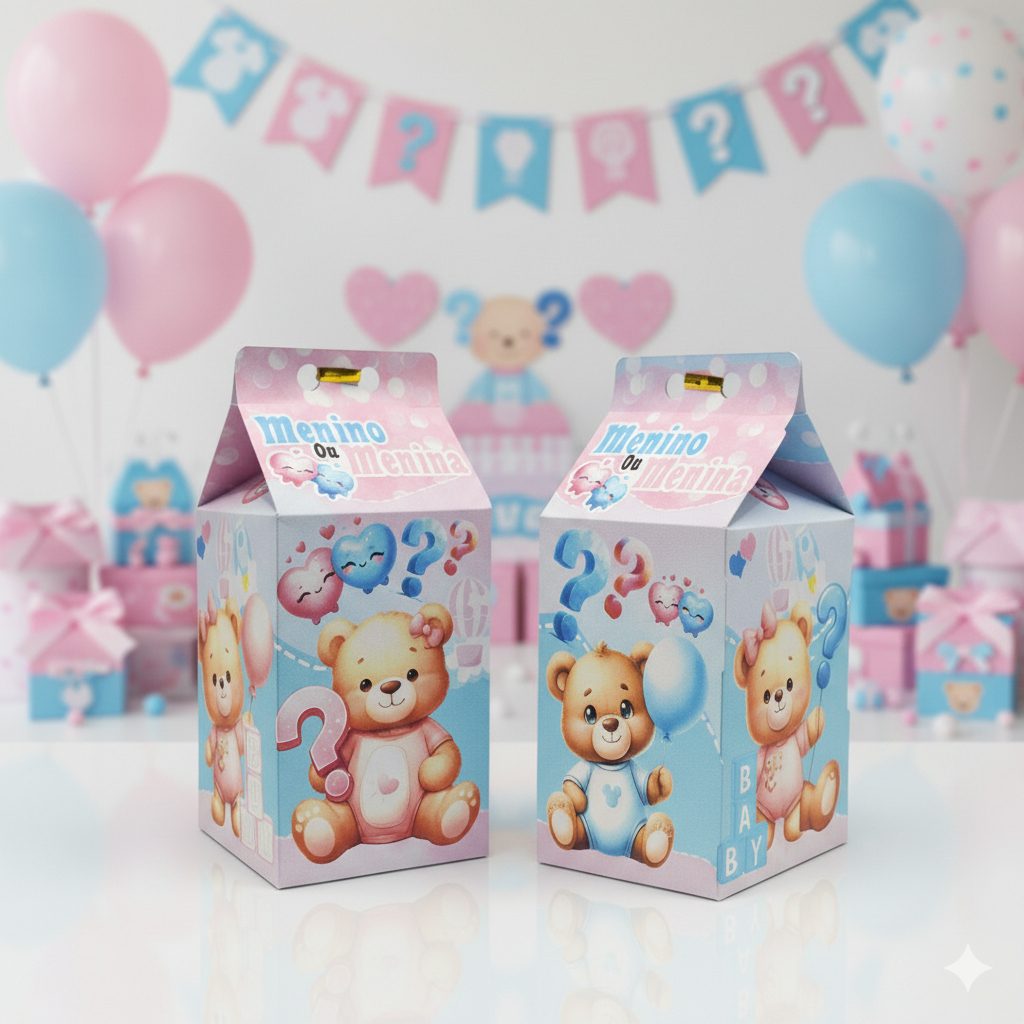 Caixinha Milk Chá Revelação - lembrancinha, decoração, aniversário e festa