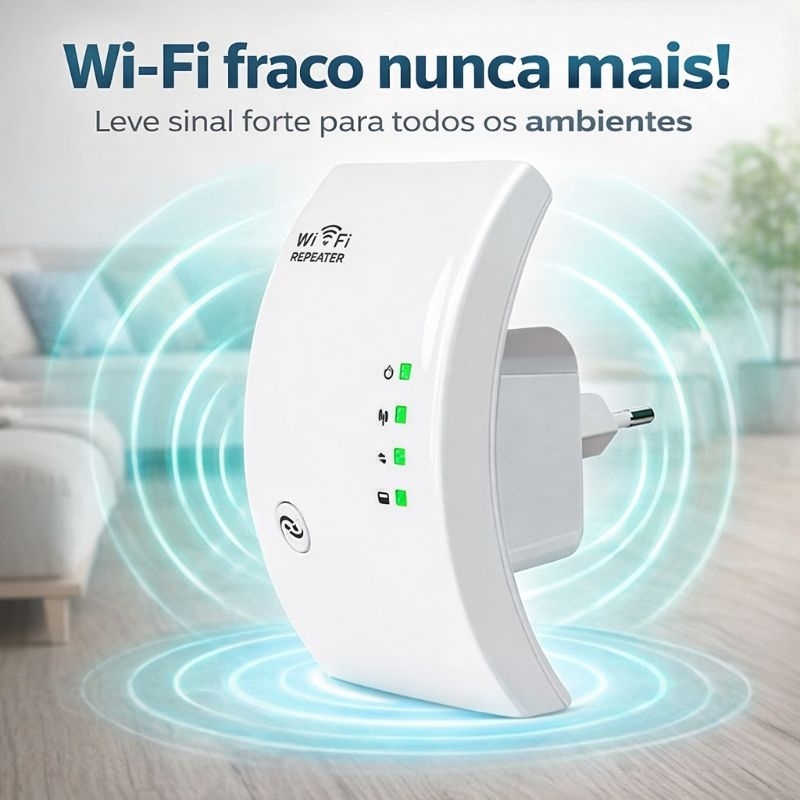 Repetidor WiFi 300Mbps Bivolt Amplificador Sinal Internet 2.4GHz WPS Extensor Wireless