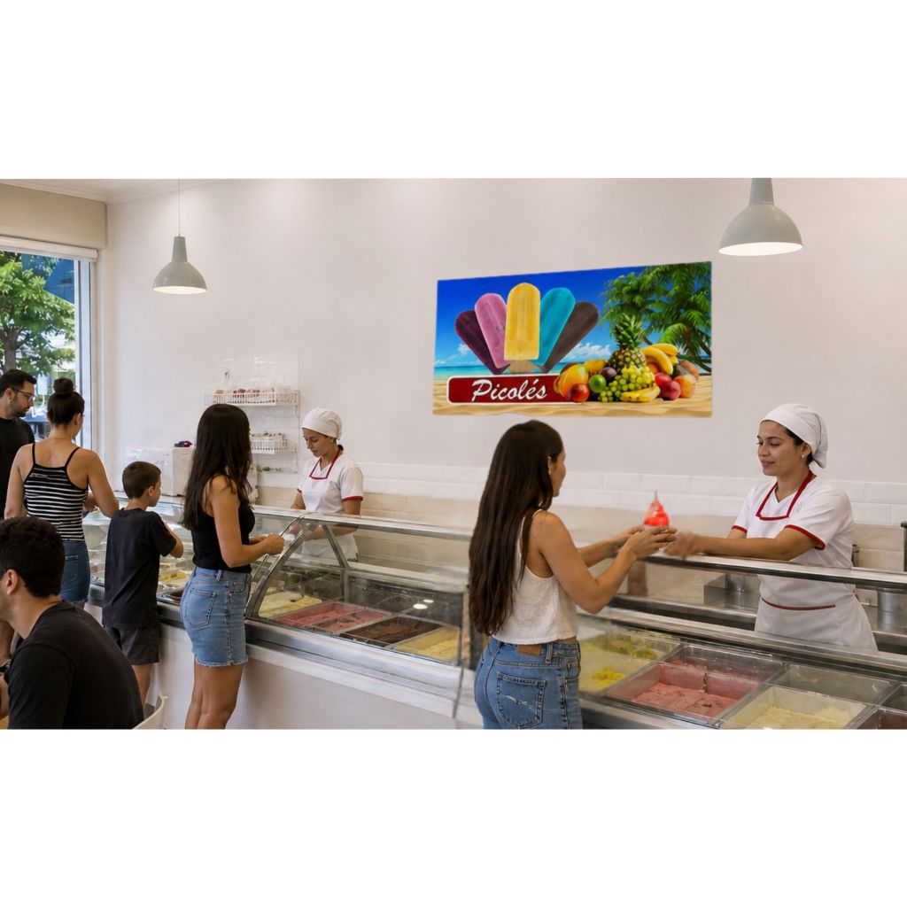 Adesivo Parede Decorativo Sorvete Picolé Frutas Praia Máquina Painel 1,16 x 67