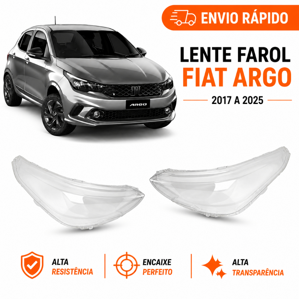 Lente Farol Fiat Argo 2017 2018 2019 2020 2021 2022 2023 2024 25