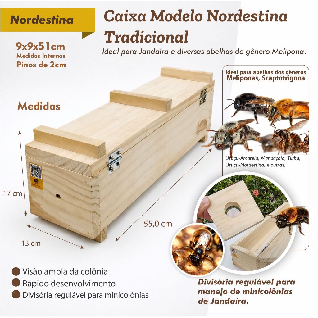 Caixa Modelo Nordestina Tradicional para Abelhas Nativas
