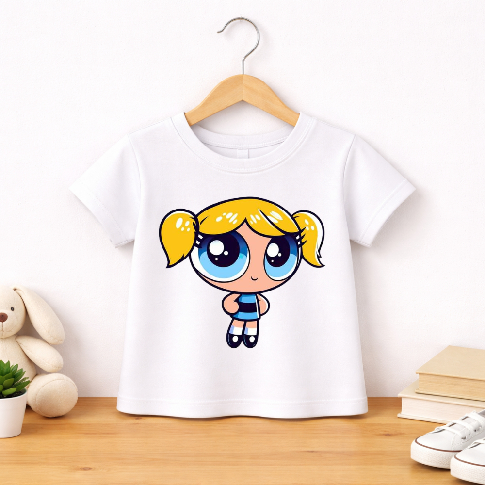 Camiseta Infantil Meninas Roupa Feminina 100%Algodão Meninas Super Poderosas Estampa Fofa